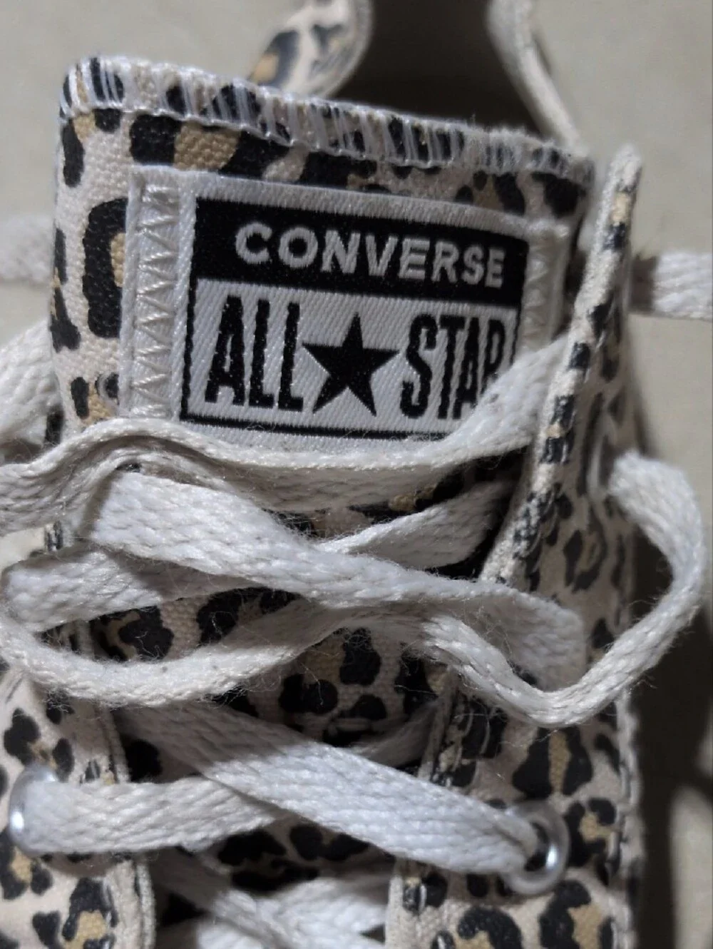 Converse Kids Leopard Print Canvas Sneakers - Cream/Black